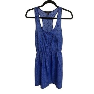 Forever 21 Blue Sleeveless Dress with Black Polka Dots